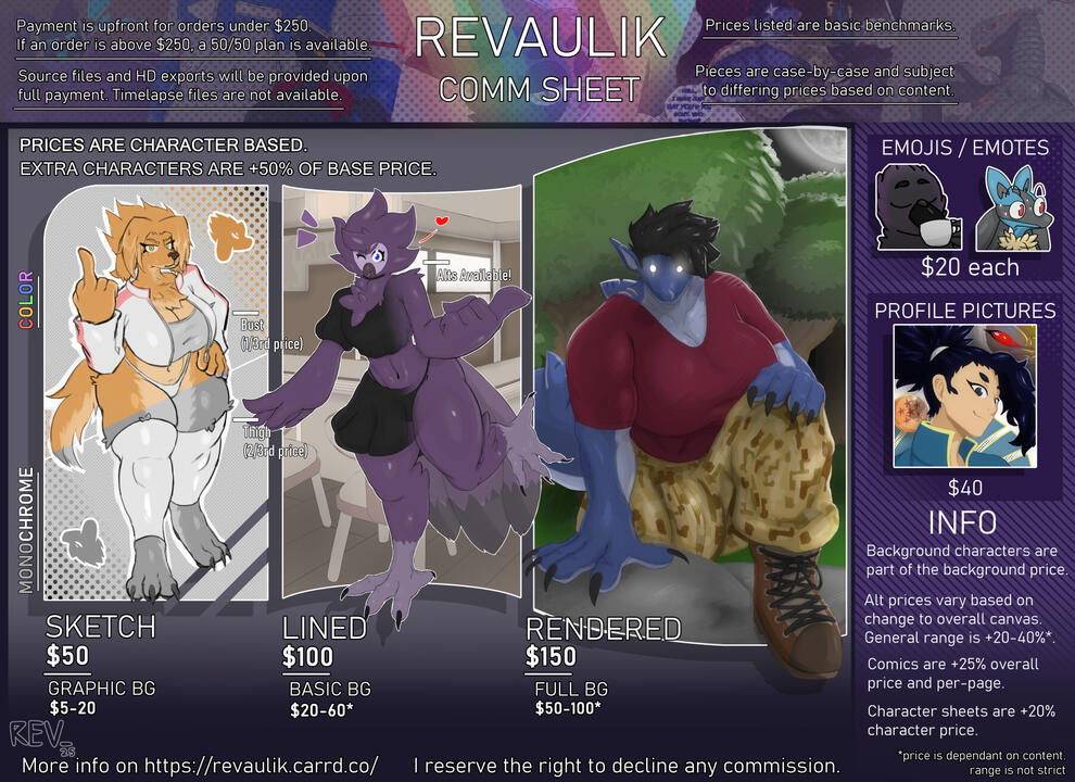 Revauliks 2025 Commission Sheet